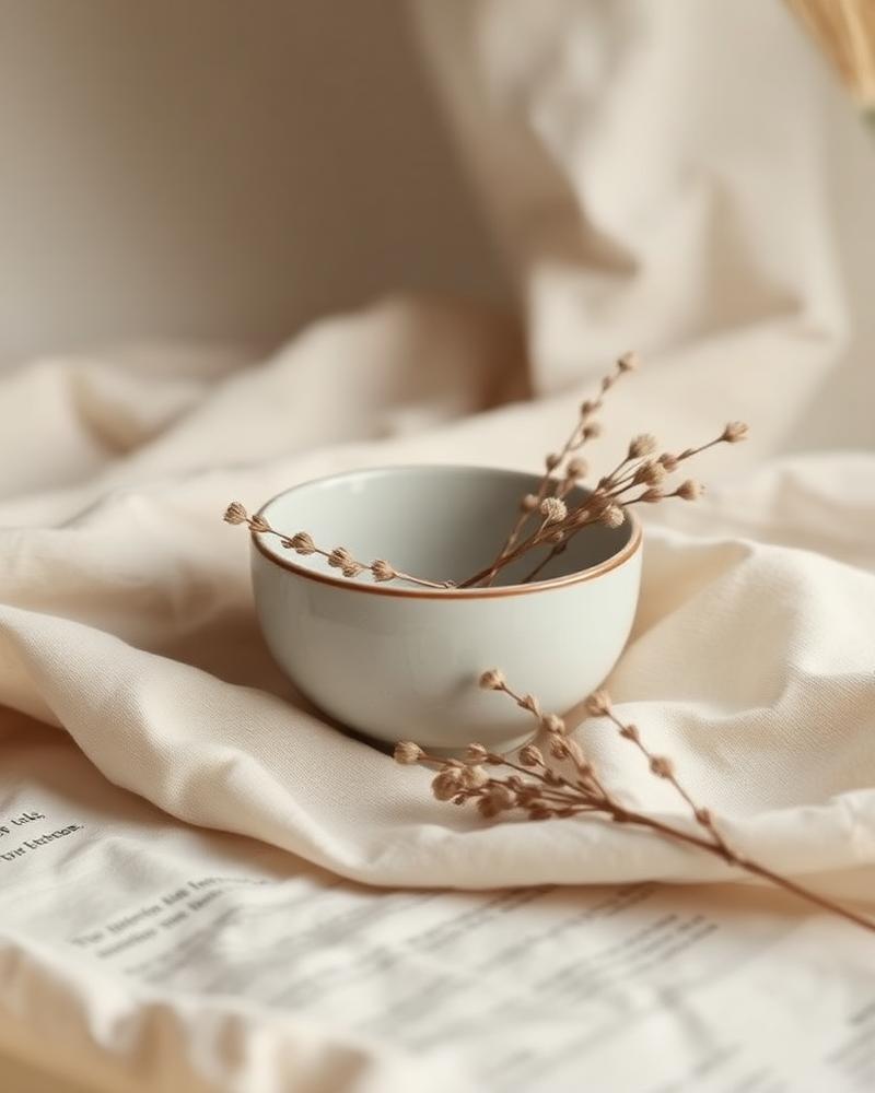 Ceramic bowl and dried botanicals